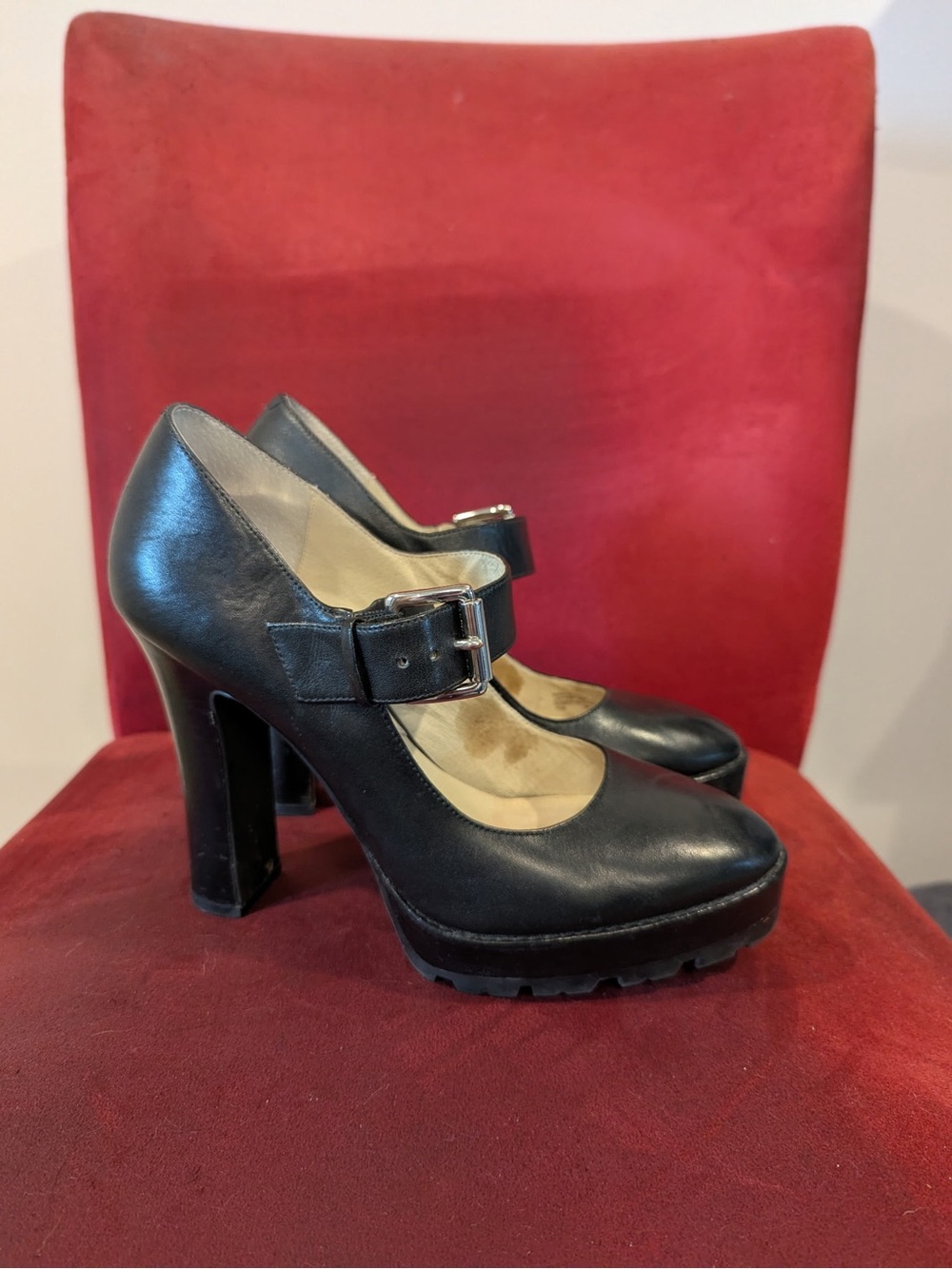 Michael Kors Black Leather Mary Jane Platform Pumps